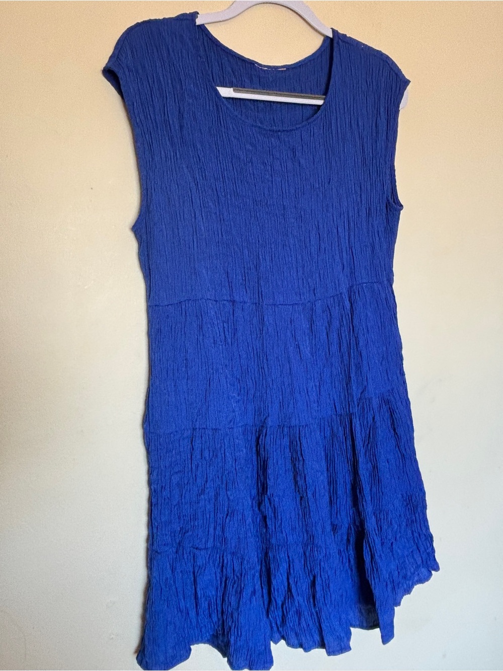 Knox Rose Boho Crinkle Mini Dress M/L Tiered Pockets Summer Peasant Sleeveless